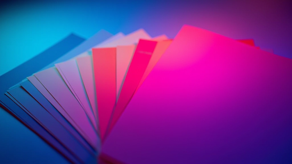 Colour palette display showing neon cyan, magenta, electric purple and teal colours arranged as gradients
